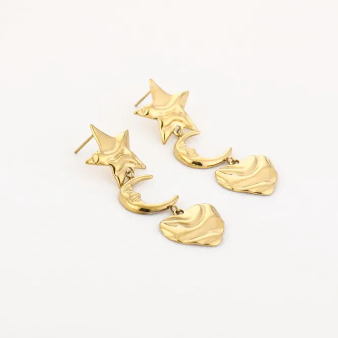 Hoofdbeeld Ster, maan, hart oorbellen